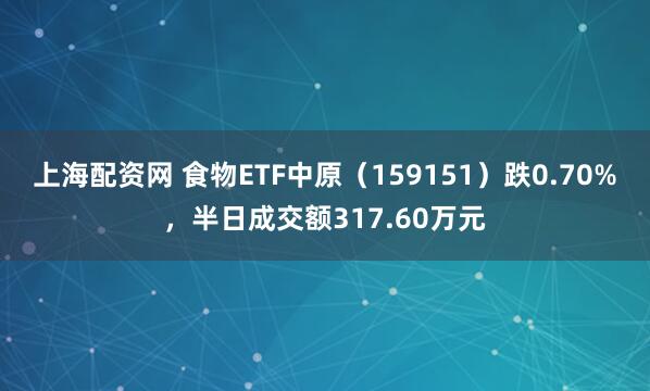 上海配资网 食物ETF中原（159151）跌0.70%，半日成交额317.60万元