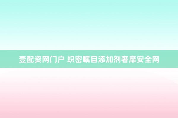 壹配资网门户 织密瞩目添加剂奢靡安全网