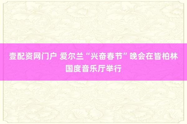 壹配资网门户 爱尔兰“兴奋春节”晚会在皆柏林国度音乐厅举行