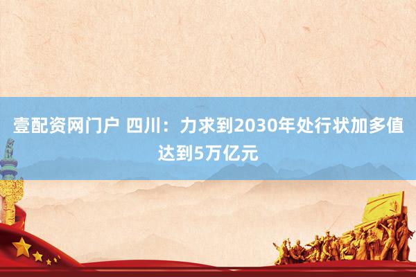 壹配资网门户 四川：力求到2030年处行状加多值达到5万亿元