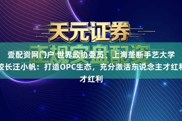 壹配资网门户 世界政协委员、上海垄断手艺大学校长汪小帆：打造OPC生态，充分激活东说念主才红利