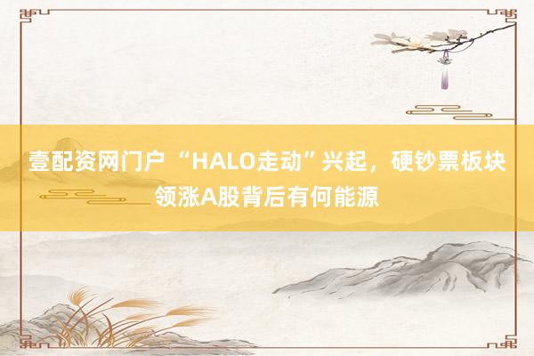 壹配资网门户 “HALO走动”兴起，硬钞票板块领涨A股背后有何能源