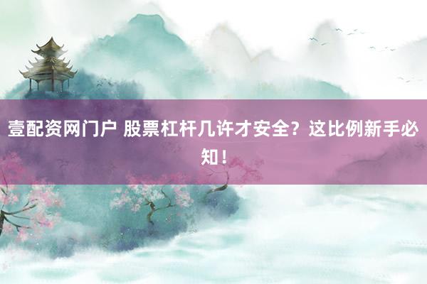 壹配资网门户 股票杠杆几许才安全？这比例新手必知！